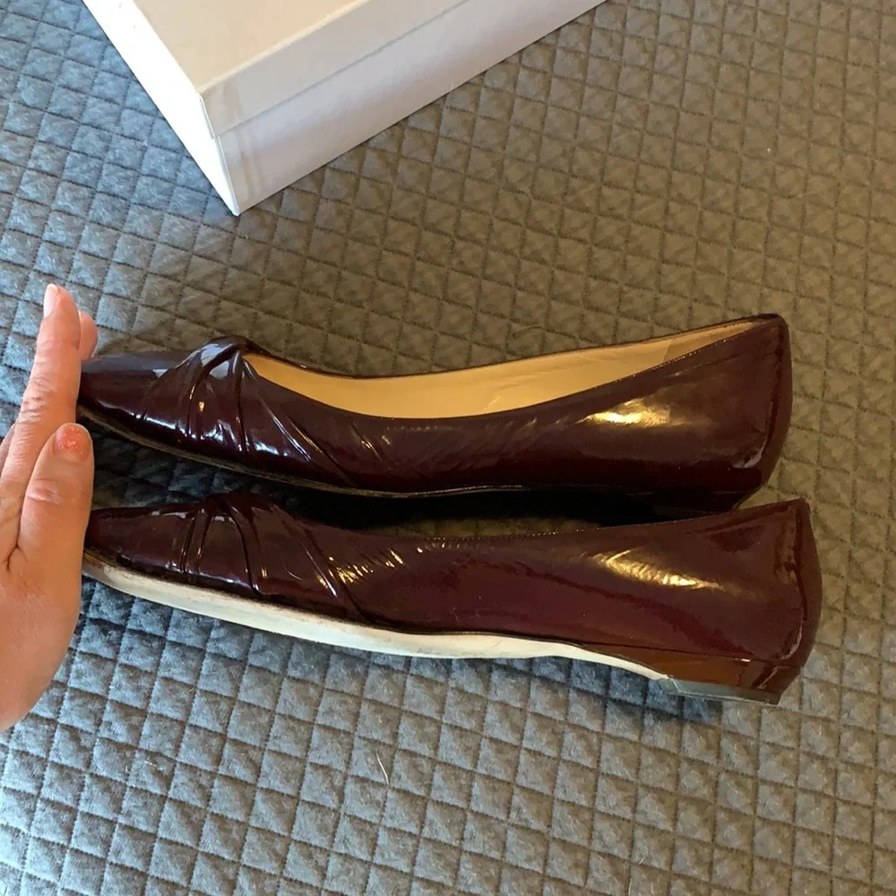 Jimmy Choo purple patent twist flats